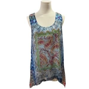 Vintage Sheer Paisley Tank Top Blur Patchwork Fairy whimsical Artistic Boho PM